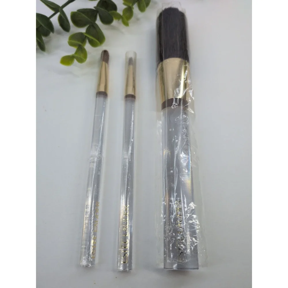 NEW CLEAR GOLD LOT 3!💋Estee Lauder MakeUp Brush Set Powder Blush EyeShadow Set